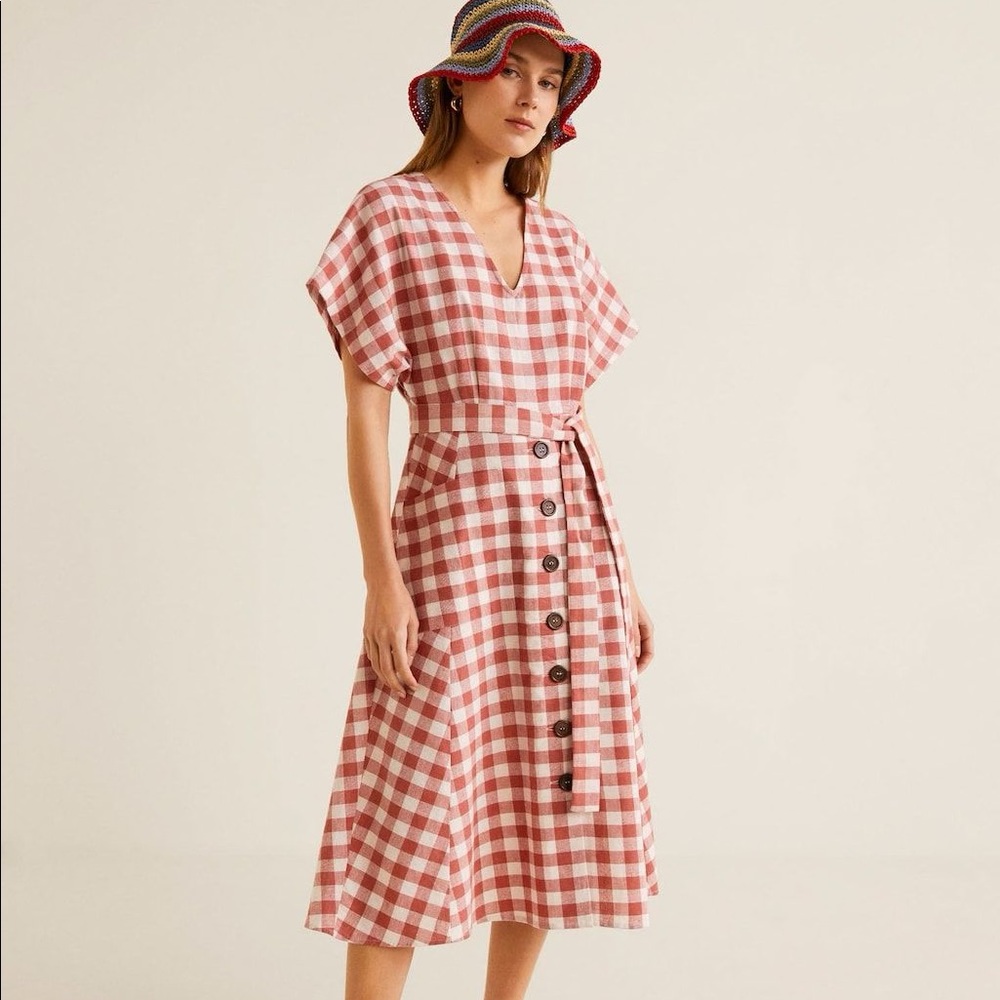 MNG red and white gingham dress